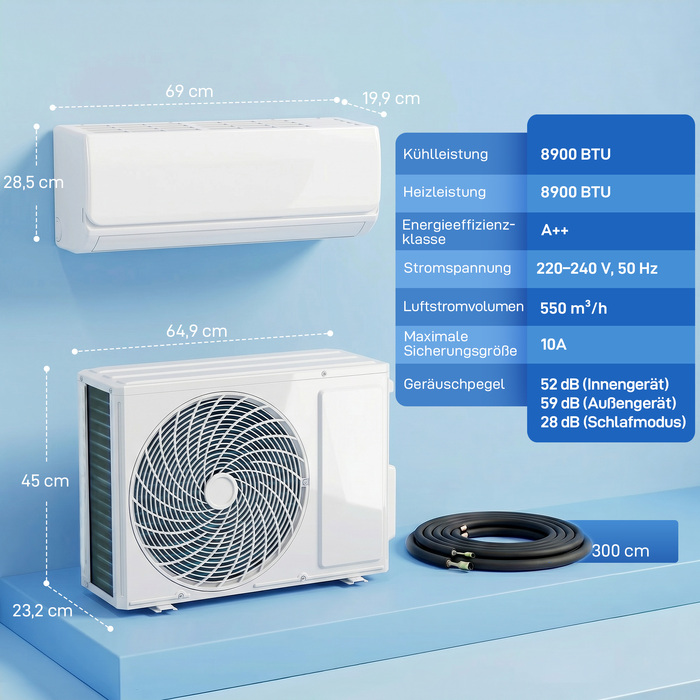 Спліт-система кондиціонер та тепловий насос 9000 BTU, інверторний кондиціонер з Wi-Fi та комплектом для встановлення