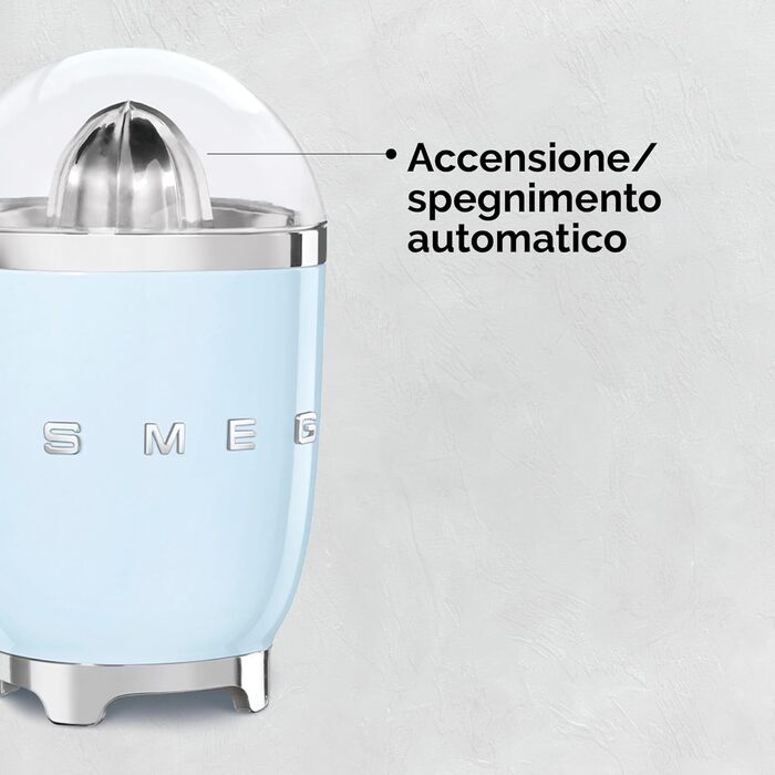 Електрична вижималка для цитрусових Smeg CJF11BLEU, 70 Вт, з універсальним конусом та піддоном, чорна