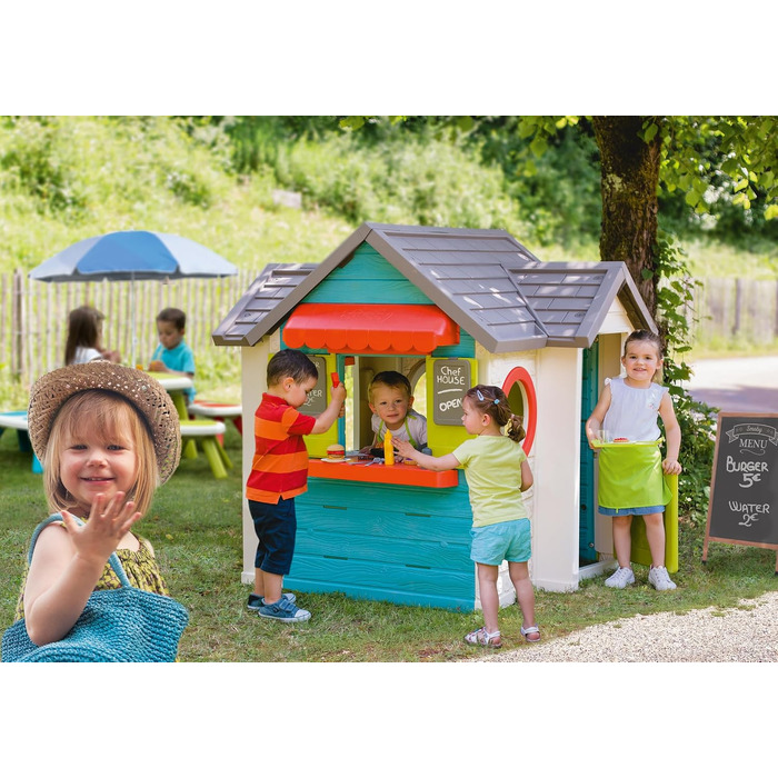 Дитячий ігровий будиночок Smoby Life Chef (124x132x135 см) з кухнею та прилавком, вуличний, з переробленого пластику, для дітей від 2 років