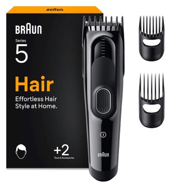 Машинка для стрижки Braun Series 5 HC5530: професійний тример для волосся та бороди, 17 налаштувань, акумулятор 50 хв, чорний