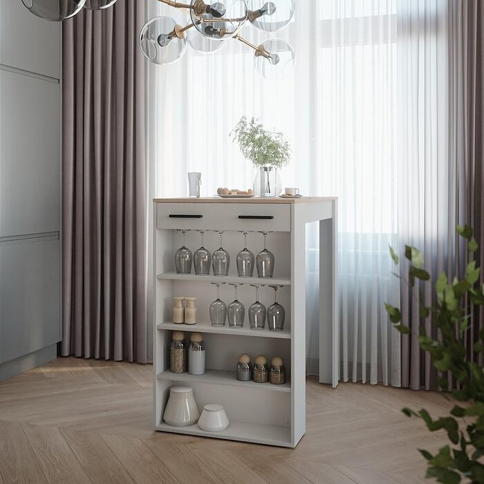 Барний комплект Vicco Repose Goldkraft Дуб/Антрацит 67x100 см з 2 барними стільцями, регульована стільниця - білий/Сонома