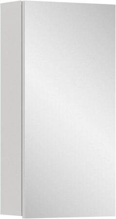 Дзеркальна шафка для ванної xonox.home Vira X2LA9723, біла, меламін, 38x77x18 см, з великою дзеркальною поверхнею, 1-дверна