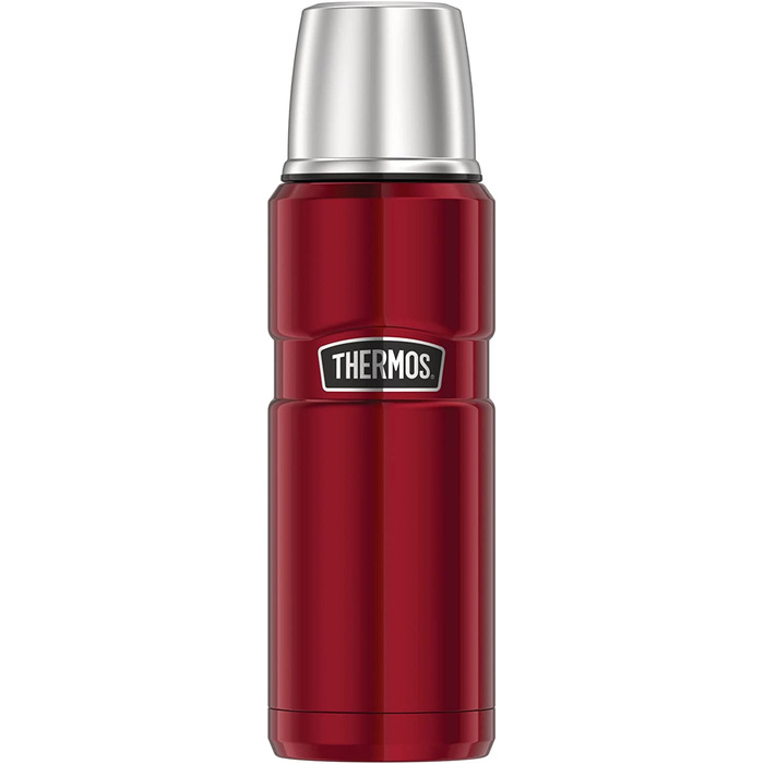 Термос Thermos Stainless King 470 мл, нержавіюча сталь, кранбері, без ручки, тримає тепло 12 годин, холод 24 години, BPA-Free, з кришкою-дозатором