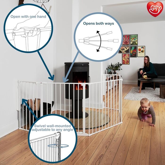 Захисний бар'єр BabyDan Flex L (90-278 см) - дитячі сходи, перегородка для кімнати, сітка для тварин (білий, Данія)