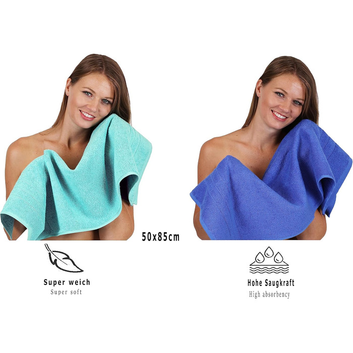 Набір рушників Betz Deluxe 8 шт., 100% бавовна, бірюзово-синій, 2 банних, 2 душових, 2 для рук, 2 для обличчя