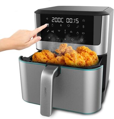 Фритюрниця з гарячим повітрям Cecotec Cecofry Supreme 8000, 8 л, 1800 Вт, без масла, сенсорне управління, 10 програм, попередній нагрів, сигнал, нержавіюча сталь