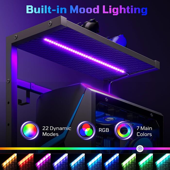 Ігровий стіл Bestier з LED-підсвіткою для геймерів та роботи