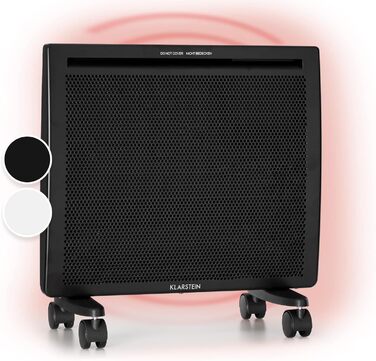Електрообігрівач Klarstein Hot Spot Slimcurve Double 2-в-1, конвекційний та інфрачервоний, 1000 Вт, чорний, захист від перегріву, тижневий таймер, настінний або підлоговий монтаж, сталевий корпус