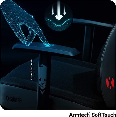 Ігрове крісло Diablo X-Gamer 2.0, тканина, ергономічне, з поперековою подушкою, м'якими підлокітниками, чорне, 128x68x55 см