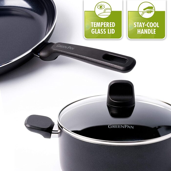 Wok GreenPan Memphis 28 см, керамічний, антипригарний, PFAS-free, для індукції, можна мити в посудомийній машині, чорний