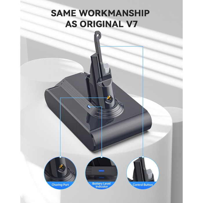 Акумулятор Morpilot V7 8000mAh для пилососа Dyson V7 SV11 Animal, Motorhead, Pro, Trigger, Fluffy + 3 фільтри