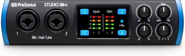 Аудіоінтерфейс PreSonus Studio 24c USB-C для запису, стрімінгу та подкастингу з пакетом програмного забезпечення (Studio One Artist, Ableton Live Lite)