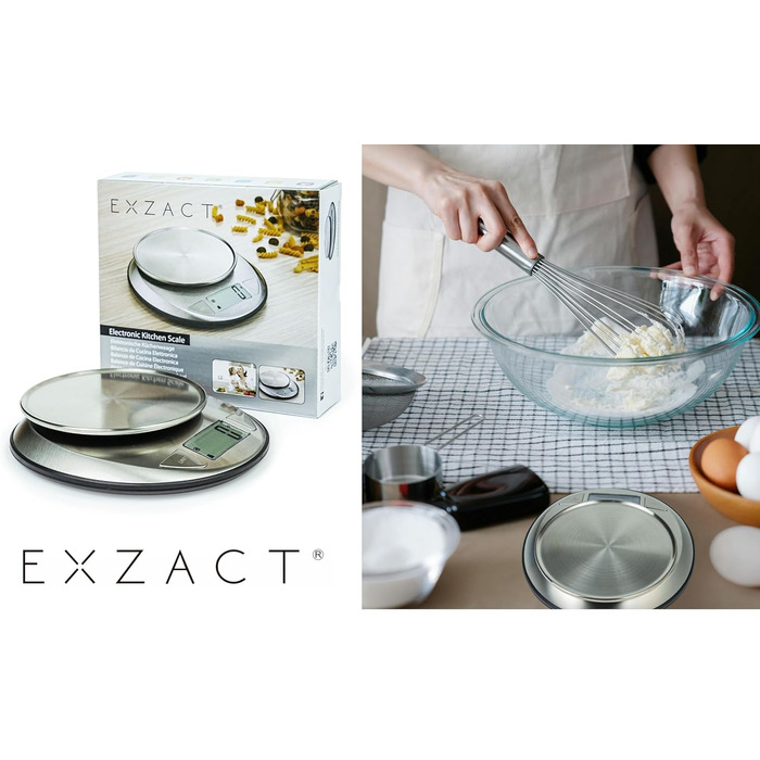 Електронні кухонні ваги Exzact EX4362 з великою індикацією, функцією вимірювання рідини, авто-нуль і тара, до 5 кг