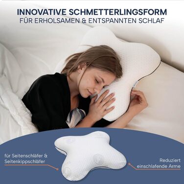 Ортопедична подушка для сну на боці з Memory Foam. Подушка для шиї з ефектом пам'яті, 56x48 см, сірий чохол