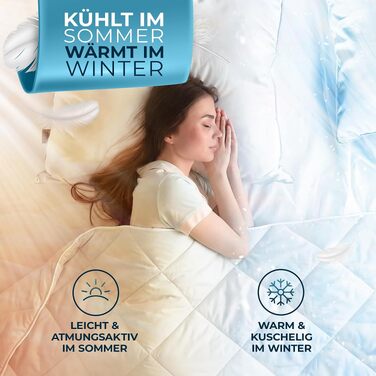 Всесезонна ковдра Glückstoff® 135x200 см, стібана ковдра з м'яким наповнювачем Softtouch для комфортного сну