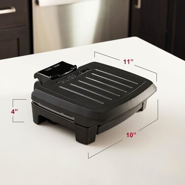 Гриль George Foreman повністю занурюваний, для посудомийної машини, антипригарне покриття, чорно-сірий, на 4 порції