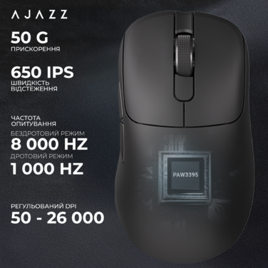 Ігрова бездротова миша Ajazz  AJ179PRO -3 Mod-Black-3395-8K Charging Dock