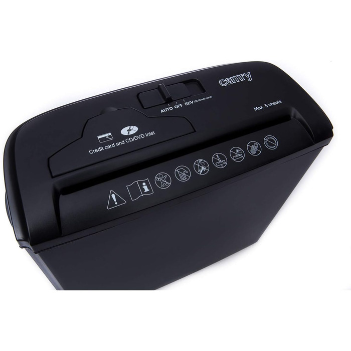 Шредер Camry для паперу, CD/ATM карт, чорний, багатобарвний