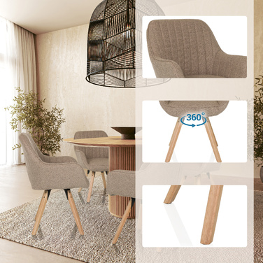Стілець обіжній/гостьовий SCANDI SOFT, тканина, бежевий, hjh LIVING