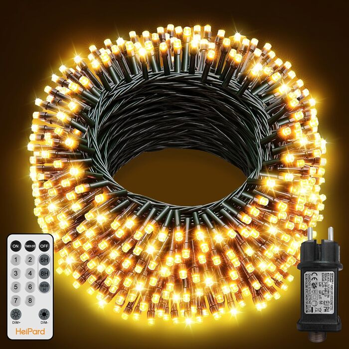 Гірлянда світлодіодна 40м, 400 LED, для прикраси ялинки та декору, вологостійка, з пультом, таймером, димуванням, теплий білий колір, для дому та саду