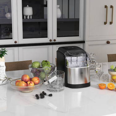 Машина для приготування льоду HOMCOM, диспенсер для льоду, Ice-Maker, продуктивність 12 кг/день, 9 кубиків/6-12 хвилин, сріблястого кольору