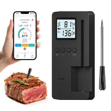Bluetooth термометр для м'яса Luvan: бездротове підключення, IP67, для BBQ, гриля, духовки та фритюрниці