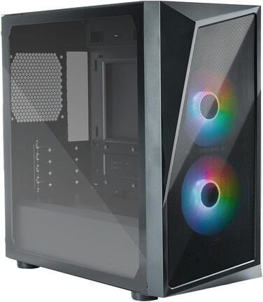 Корпус для ПК Cooler Master CMP 320 Mini-Tower, чорний, Micro-ATX, скляна бічна панель, 2x 120 мм ARGB вентилятори, підтримка різних компонентів, з кришкою для блоку живлення