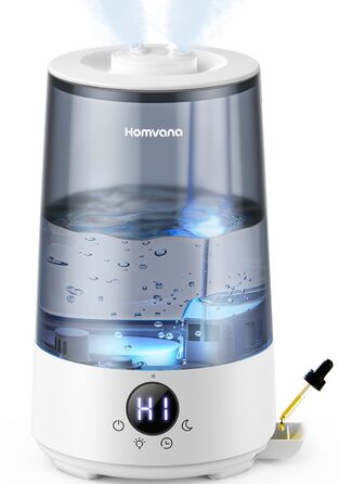 Зволожувач повітря Homvana для спальні, 3.6L, 360° Cool Mist, 34 години роботи, тихий 16dB, для рослин, сірий
