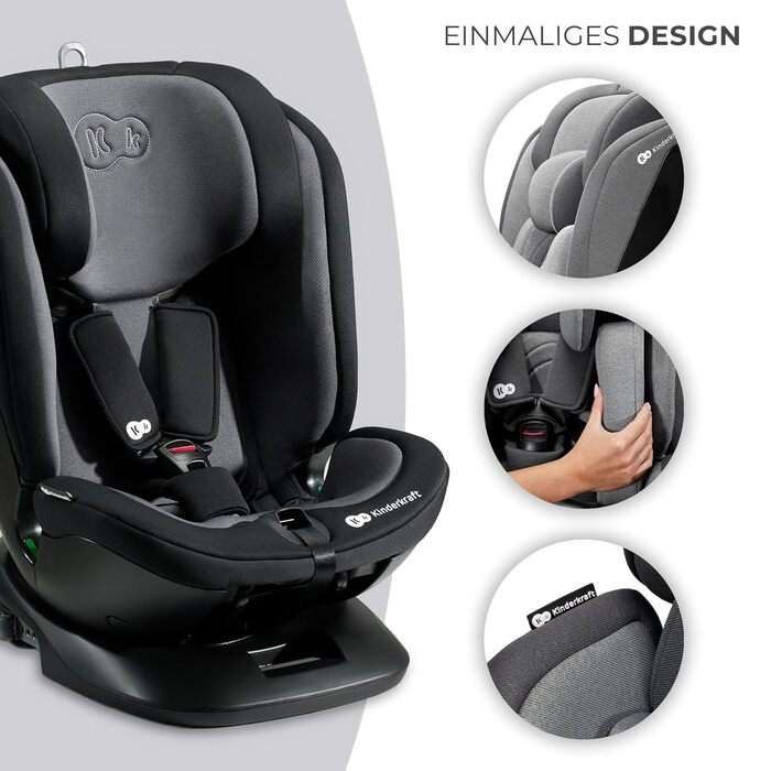 Дитяче автокрісло Kinderkraft XPEDITION2 I-Size 40-150 см, 0-36 кг, обертання 360°, ізофікс, регульована спинка, чорне