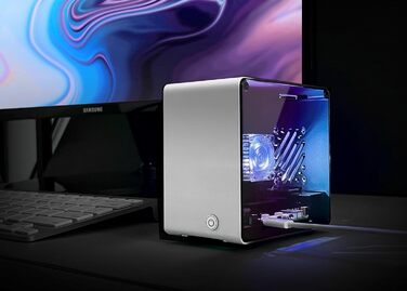 Корпус ElectroCookie для Raspberry Pi 5, алюмінієвий міні-тауер з вентилятором і RGB підсвічуванням, сріблястий