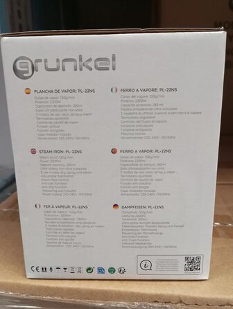 Grunkel праска 2200 Вт з антипригарною підошвою, регулюванням пари, захистом від протікання та крапель, 3 режими роботи