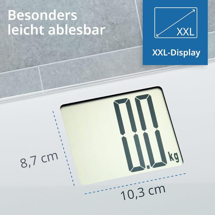 Цифрова вага для людей ADE з великим XXL-дисплеєм, для ванної, срібляста, вантажопідйомність 200 кг, легко читати показники