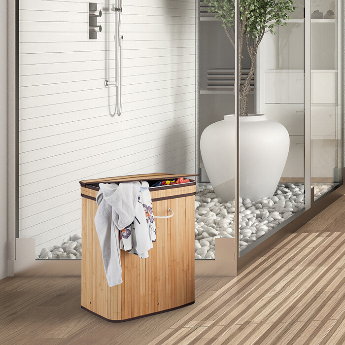 Кошик для білизни Relaxdays бамбуковий чорний 95 л