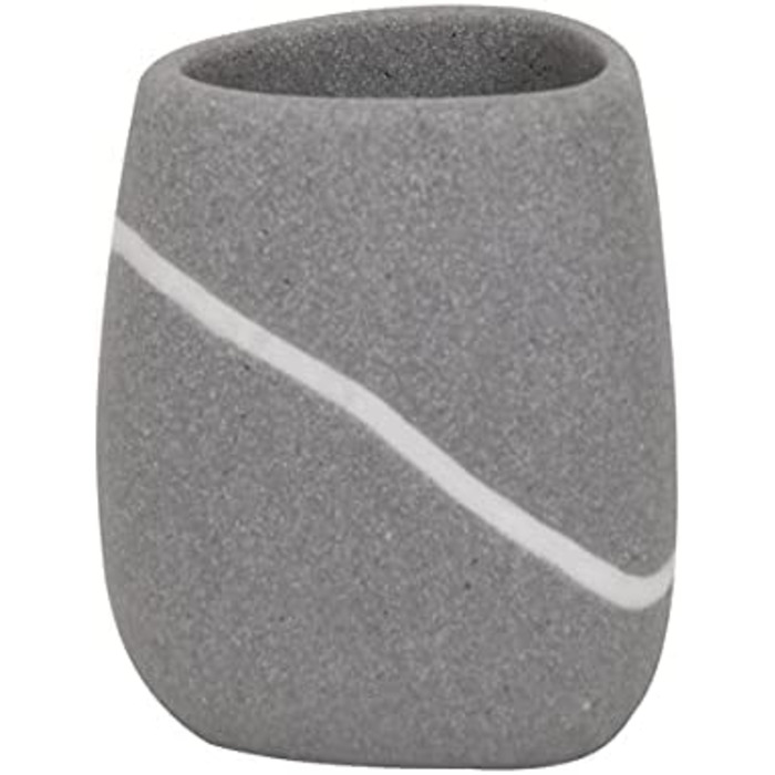 Набір аксесуарів для ванної MSV Stone Zen, 3 предмети, полірезин, сірий – дозатор для мила, мильниця, стакан для зубних щіток