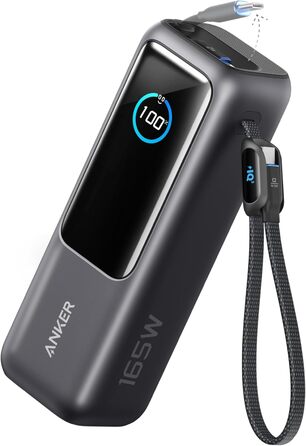Powerbank Anker 25000mAh з 3 портами USB-C 100W, вбудований кабель, для iPhone, MacBook, Samsung