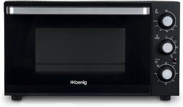 Міні-піч H.Koenig FO42, 42л, 230°C, 5 режимів, таймер 90хв, конвекція, гриль, з щипцями, крихтозбірник, поворотний насадка, 2000W
