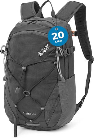 Рюкзак Terra Peak Flex 20 Premium 20 л з вентиляцією спини, питною системою та дощовиком – туристичний рюкзак з дихаючого 3D Air Mesh поліестеру з поясом на стегна для походів та активного відпочинку