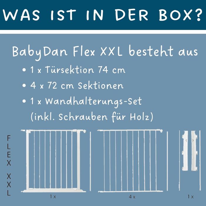 Захисний бар'єр BabyDan Flex L (90-350 см) - дитячий, для тварин, білий. Данія
