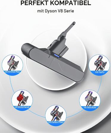 Акумулятор Morpilot V8 8000mAh для пилососів Dyson V8 Absolute Animal Motorhead Exclusive Fluffy, замінна батарея з 3 фільтрами
