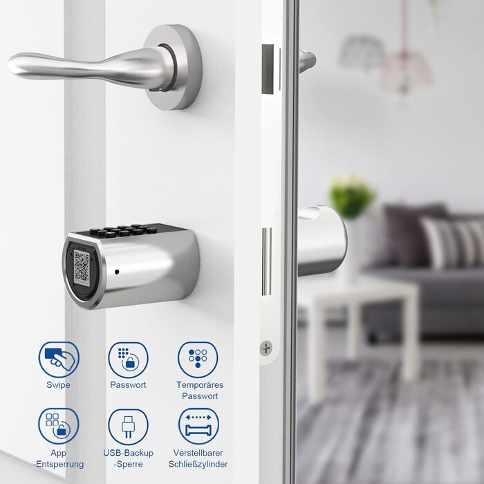 Електронний дверний замок WELOCK PCB01 з паролем, RFID-карткою та Bluetooth, водонепроникний, для дверей 50-100 мм