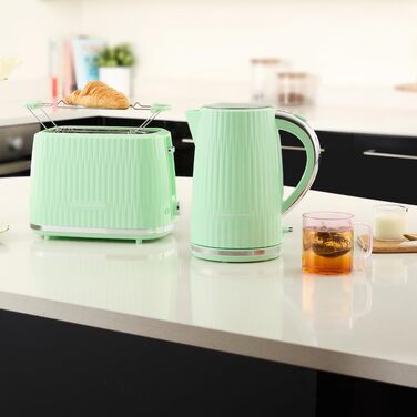 Тостер Russell Hobbs Eden на 2 тости, зелений (27372-56) - 6 режимів, розморожування, підігрів, підйом тостів, лоток для крихт
