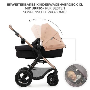 Дитяча коляска Kinderkraft MOOV2 4 в 1 з автокріслом I-SIZE, бежевий колір