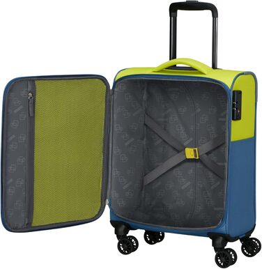 Валіза American Tourister Daring Dash Spinner S, розширювана, 55 см, 39/46 л, зелено-синя, ручна поклажа