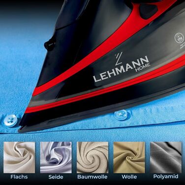 Парова праска Lehmann 3000 Вт з керамічною підошвою, функцією Calc-Clean, 9-в-1, високою паропродуктивністю, самочищенням і розпилювачем, легка вага