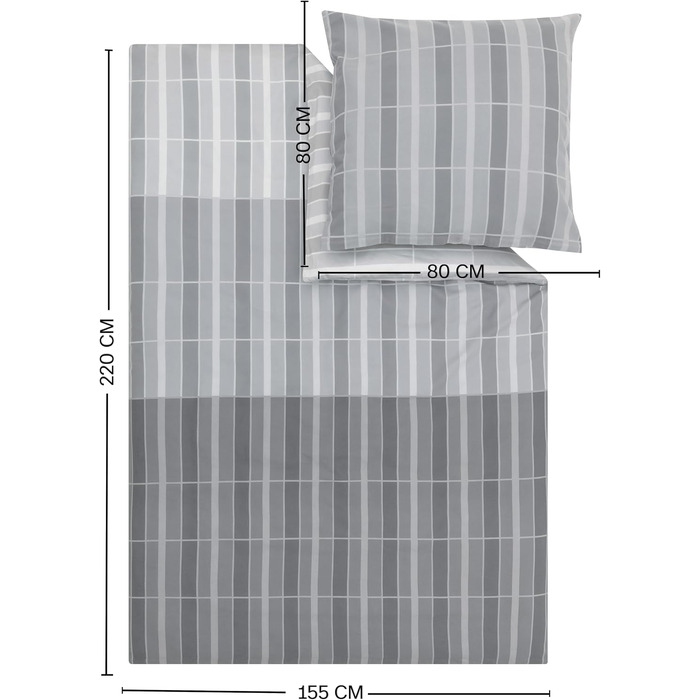 Постільна білизна s.Oliver Satin-Flanell з бавовни, в клітинку, сіра (155x220 см, 80x80 см)