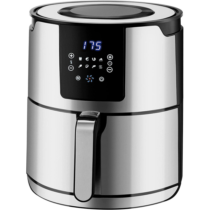 Аерофритюрниця Emerio XXL 13л Airfryer AF-121914: розумна мультипіч з ротисаром, кошиком та функцією сушіння, 1800 Вт, чорна