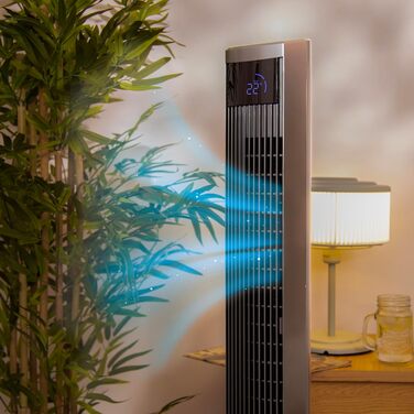 Вентилятор вежний Cecotec EnergySilence 9090 Skyline Ionic 119 см, 45 Вт, з іонізатором, LED сенсорним екраном, пультом ДУ, 3 режими, таймер 12 год, коливання 70°, сірий