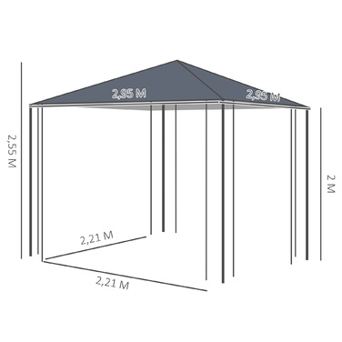 Аутсонячна садова альтанка 3x3 м міцний намет для вечірок Marquee Garden Tent зі сталі та поліестеру сірого кольору для вечірок у саду та заходів