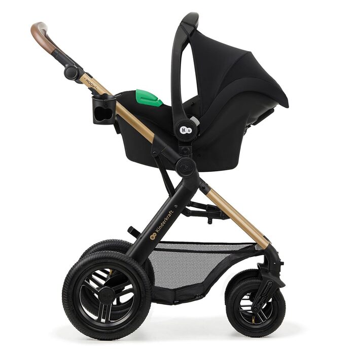 Дитяча коляска Kinderkraft MOOV2 4 в 1 з автокріслом I-SIZE, чорна (CLASSIC)
