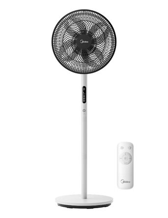 Вентилятор підлоговий Midea FS40-23MR з пультом, 3 швидкості, телескопічна штанга, поворот 90°, білий - тихий циркулятор